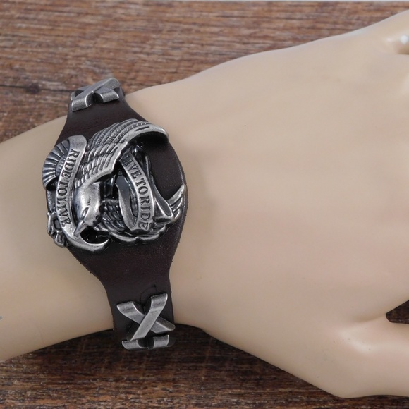 Leather HD bikers bracelet - Picture 3 of 4